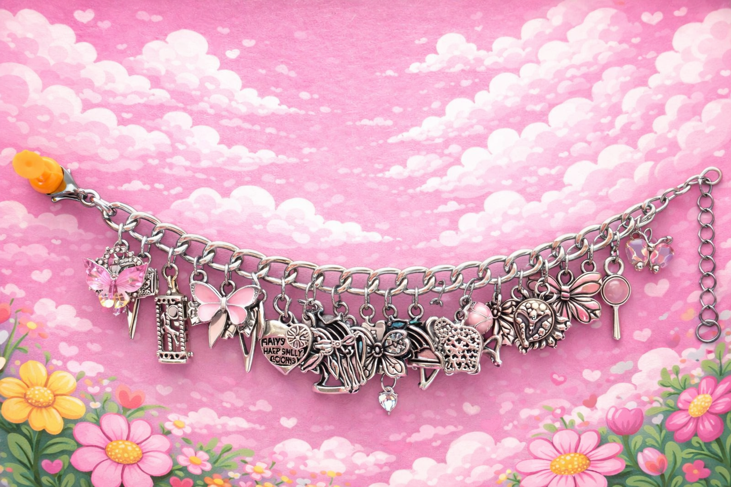 junky silver based stainless steel charm bracelets