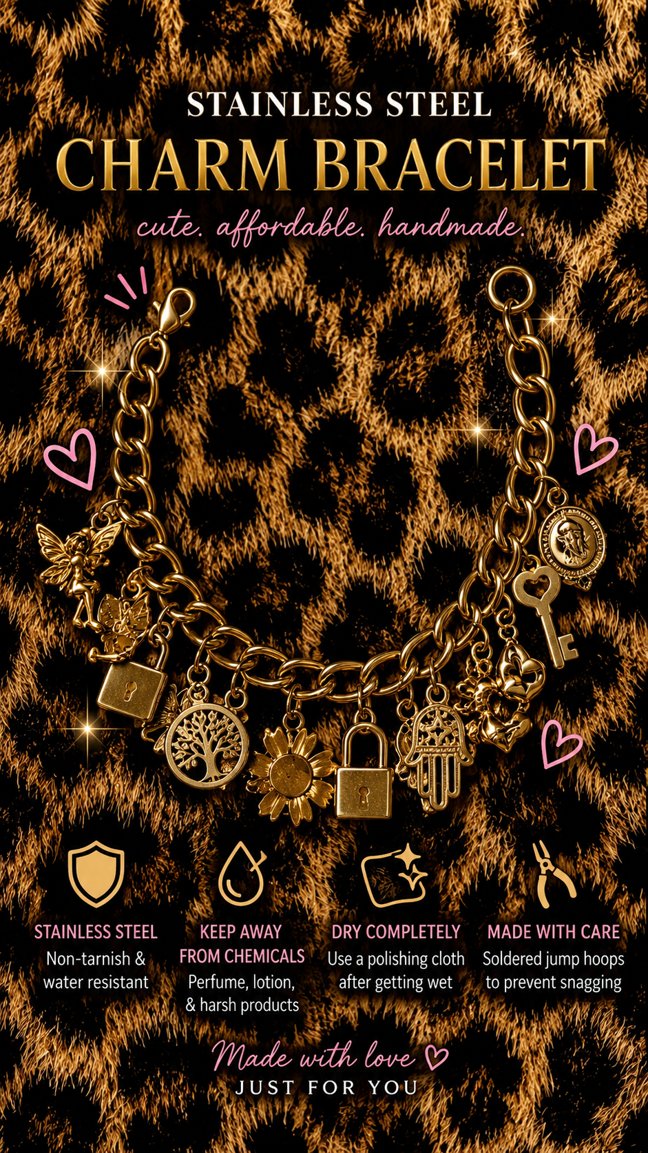 gold junky charm bracelets