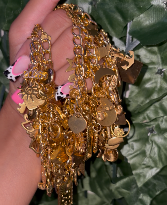 gold junky charm bracelets